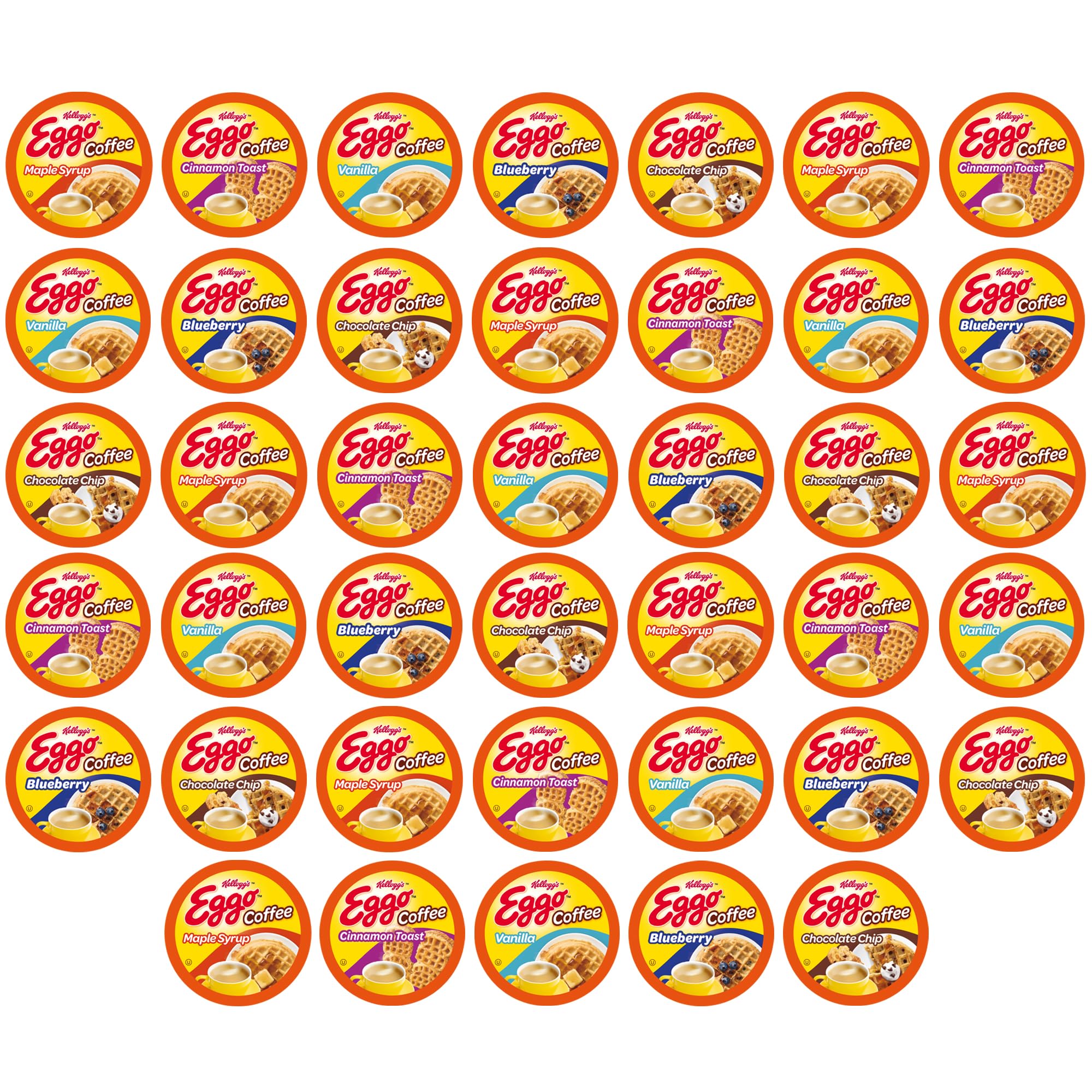 Eggo Fair Trade Certified Waffle Flavored Coffee Pods Variety Pack for Keurig K Cup Brewers - Chocolate Chip, Cinnamon,
