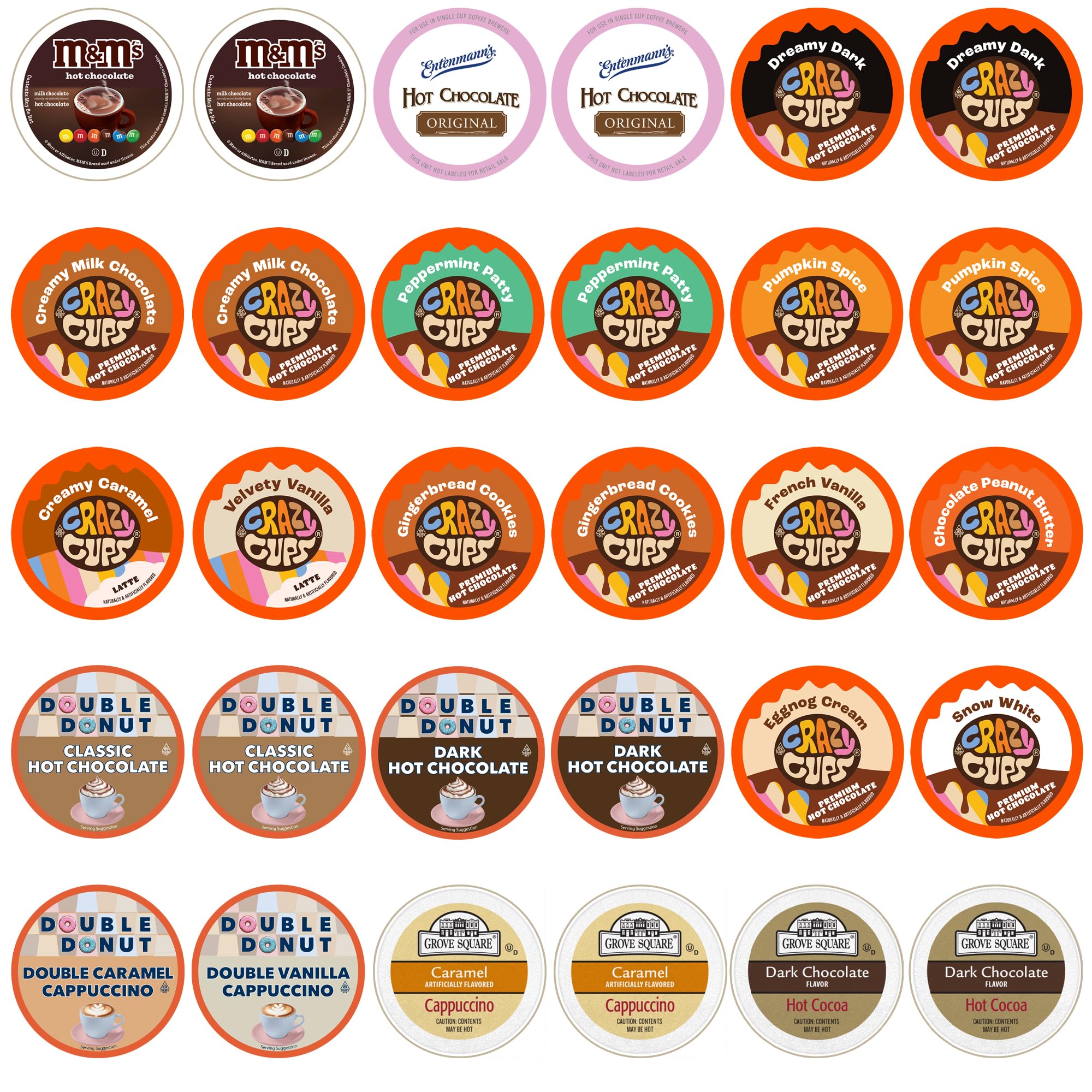 Cappuccino & Hot Chocolate Variety Pack for Keurig KCup Machines | Hot Cocoa Coffee Pods Variety, Coffee | Set, Hot Choc